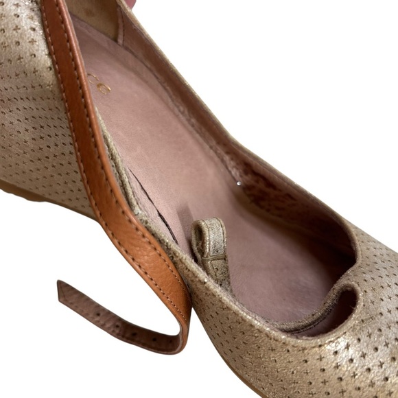 Sundance T-Strap Maryjane Wedge metallic bronze nubuck and cognac leather 39 - Picture 13 of 16